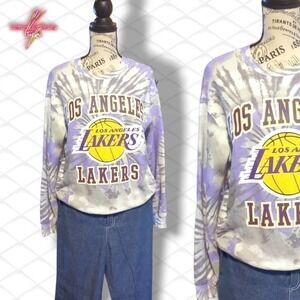 Hybrid Los Angeles Lakers Tie Dye Basketball Graphic Sweatshirt, Small